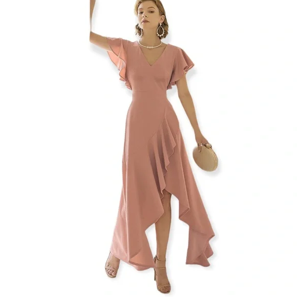 Miusol | Dresses | Miusol Womens Formal V Neck Ruffle Split Evening Party Long Dress Xl 416 Pink | Poshmark Miusol | Dresses | Miusol Womens Formal V Neck Ruffle Split Evening Party Long Dress Xl 416 Pink | Poshmark